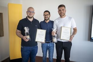 Petar Sentic, Geschäftsführer Vittorio Di Gioia und Damir Subasic